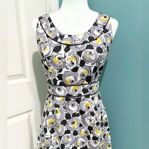 Boden Retro Rose Gray and Yellow Floral Dress